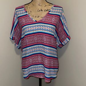 Barbie pink and blue beautiful Aztec top